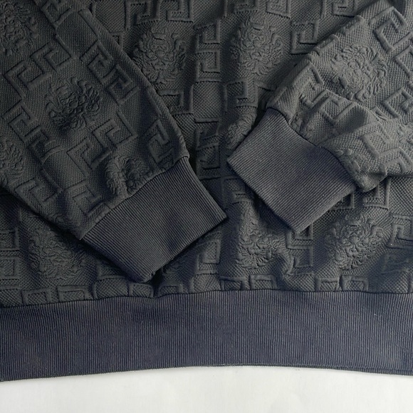 Makobi M4232 Bianchi Jacquard Crewneck Sweatshirt Size 3XL Black Embossed Print - Picture 10 of 14